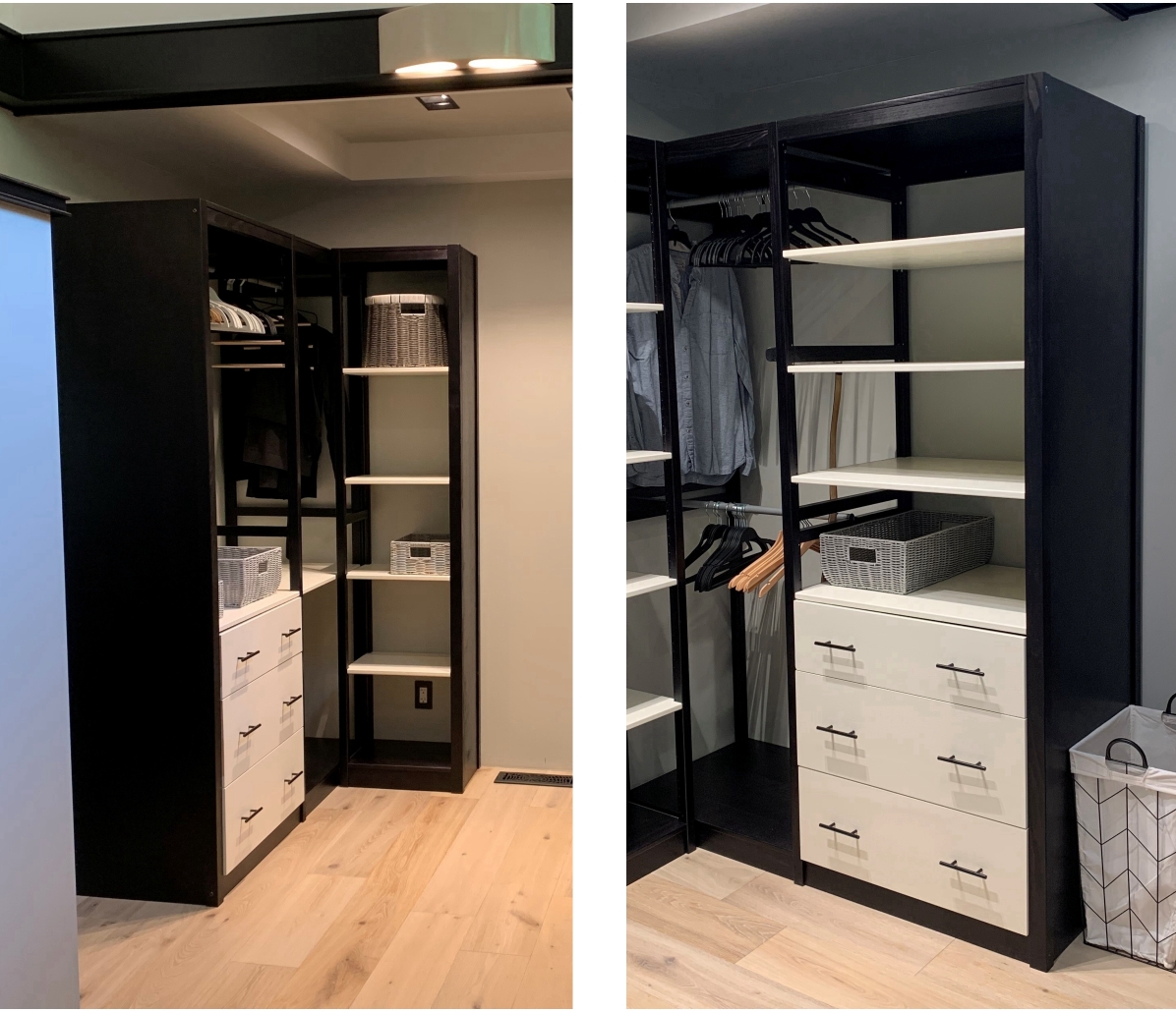 Solid wood closet systems in a customer's home